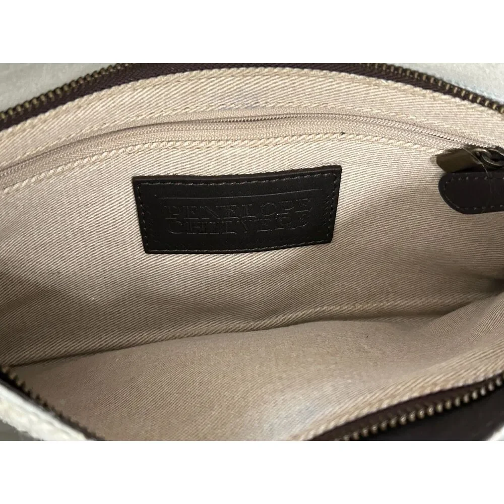 Penelope Chilvers Paisley Hair on Hide Leather Clutch Wrap Bag Boho Tassel Cream
